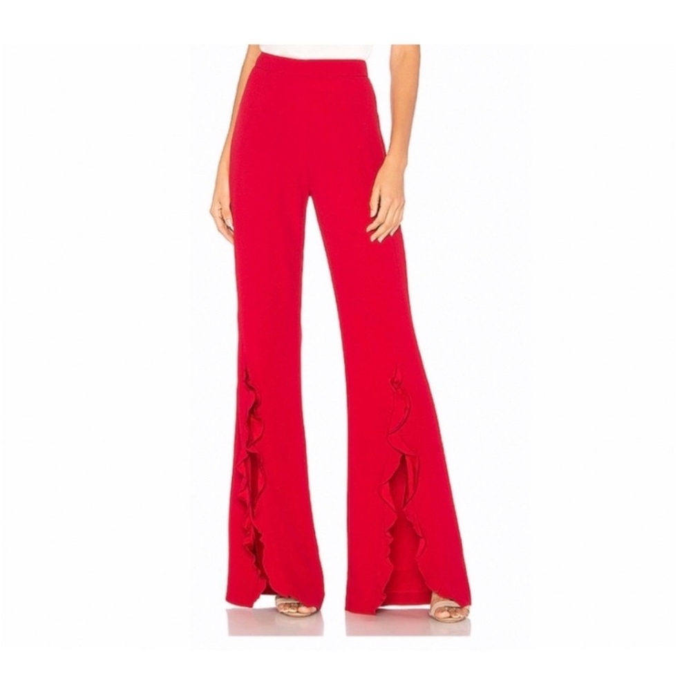 Saloni ivy ruffle trousers red
